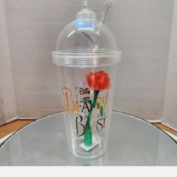The Beauty And The Beast Rose Light Up Cup Tumbler NO Straw New