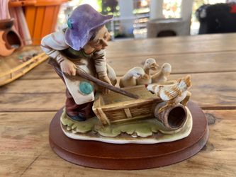 Vintage Japanese Ceramic Farmer Figurine with Animals
