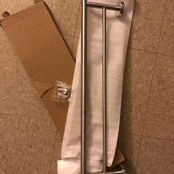 Bathroom Double Bar Towel Holder ,wall Mounted, Silver 