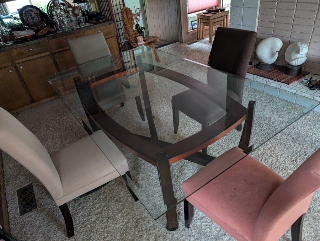 Beautiful Glass Top Dining Table And 4 Chairs