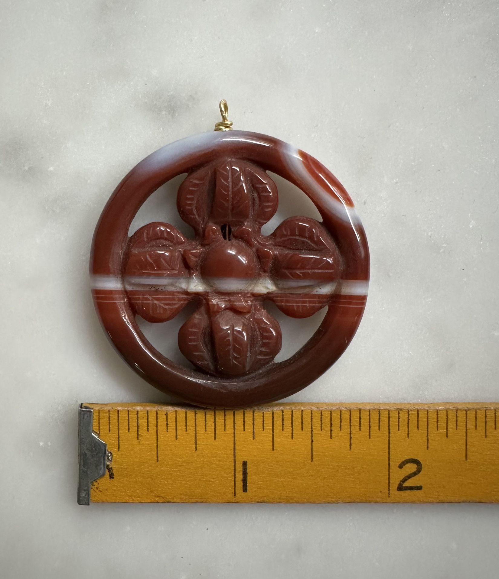 Carved Carnelian Semiprecious Stone Vajra pendant