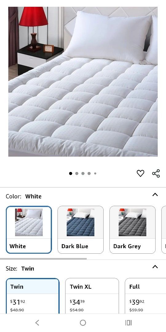 Twin Size Pillow top Mattress Topper