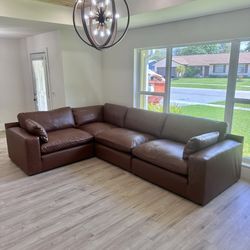 New Leather Cloud Couch Modular Sofa