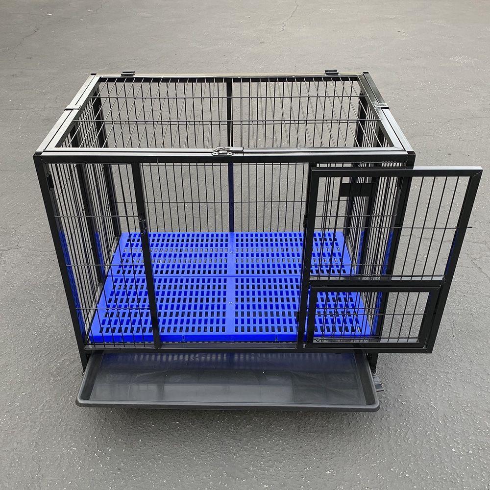 $135 (New) Folding dog cage 37x25x33” heavy duty single-door kennel w/ plastic tray