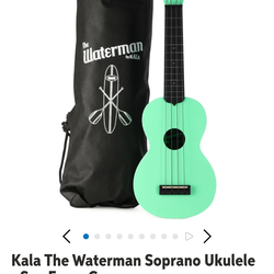 New In Box! Kala KA-WMS-GN-S Waterman Soprano Ukulele, Sea Foam Green Tiki Beach Poolside Fun!