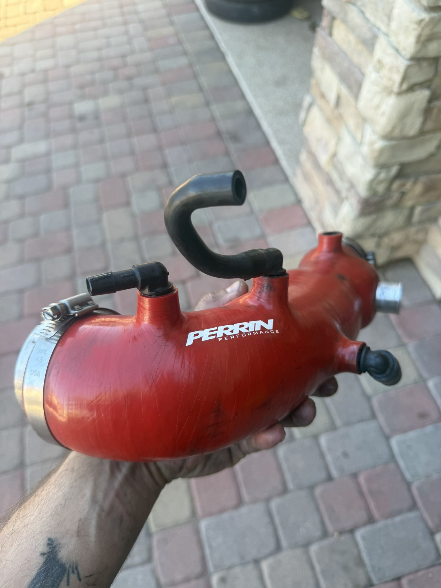 Subaru WRX STi PERRIN turbo inlet hose tube red silicone flexible pipe
