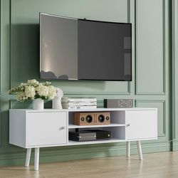Castle Wood TV Stand for 50/55/60 inch TV, Modern Entertainment Center, TV Media Console Tables for Living Room