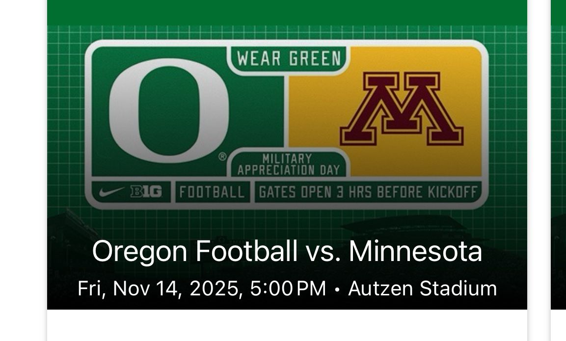 2 Tickets To Oregon Vs Minnesota