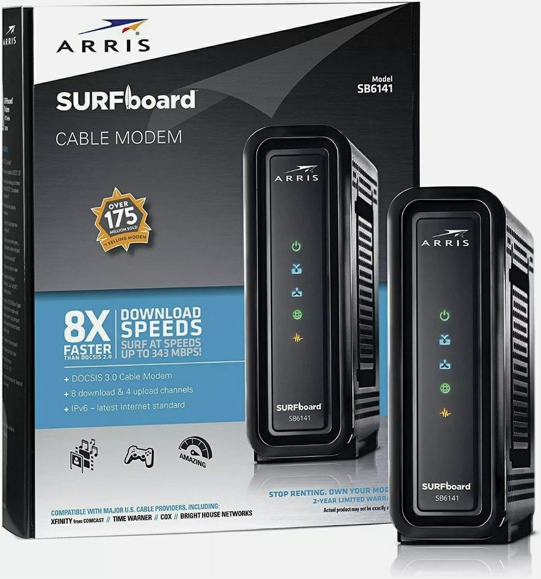 Motorola Mode Surfboard SB6141 DOCSIS 3.0 High-Speed Cable Modem- Black