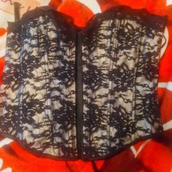 Vacoto 2X Black Floral Lace Corset