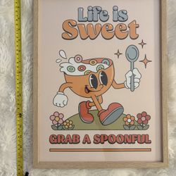 Retro Hippy Colorful Cereal Framed Art