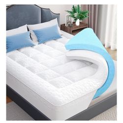 Queen Size-Dual Layer 3 Inch Pillow Top Mattress Topper, 1 Inch Cooling Pillow Topper and 2 Inch Gel Memory Foam Bed Mattress Topper for Back Pain & C