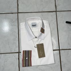 While Color Burberry Long Sleeve Shirt.