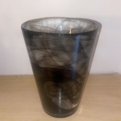 Kosta Boda AB Sweden Glass Vase Mine Grey Purple Swirls Design by Ulrica Hydman-Vallien