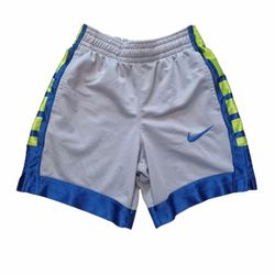 Nike Dri Fit boys basketball shorts size small gray blue neon green/yellow