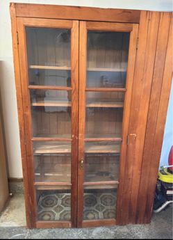 Antique Wood and Glass Display Cabinet