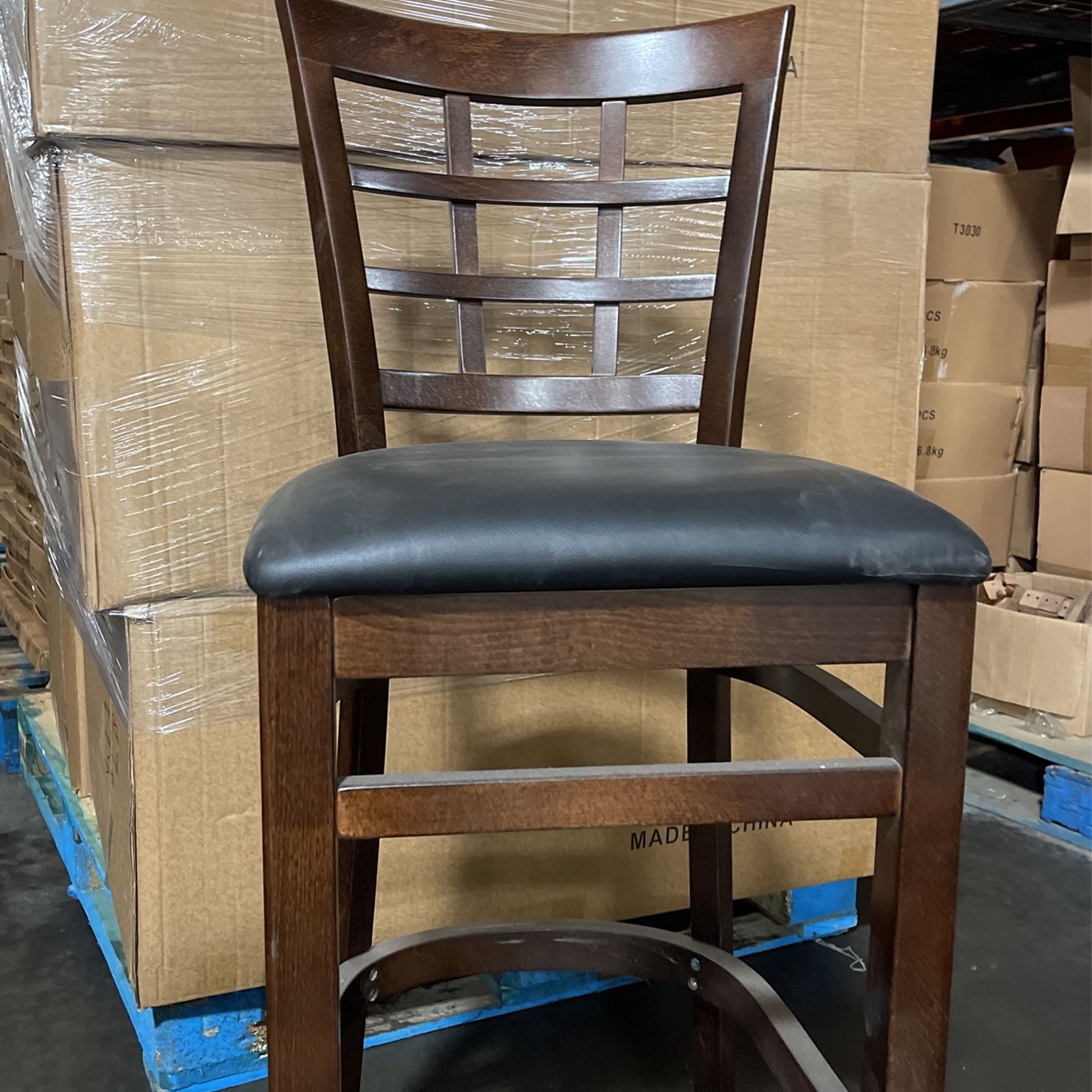 Wood Window Back Barstool Total 3 PCs