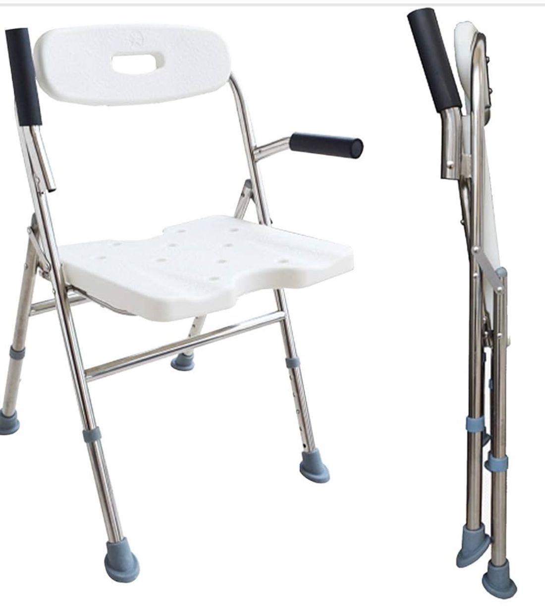 New Shower Bath Seat Adjustable Shower Chair Portable Bath Seat Shower Chair Seat Bench for Seniors Disabled Injured with Handle