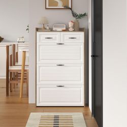 Shoe Cabinet with Flip-Down Drawers