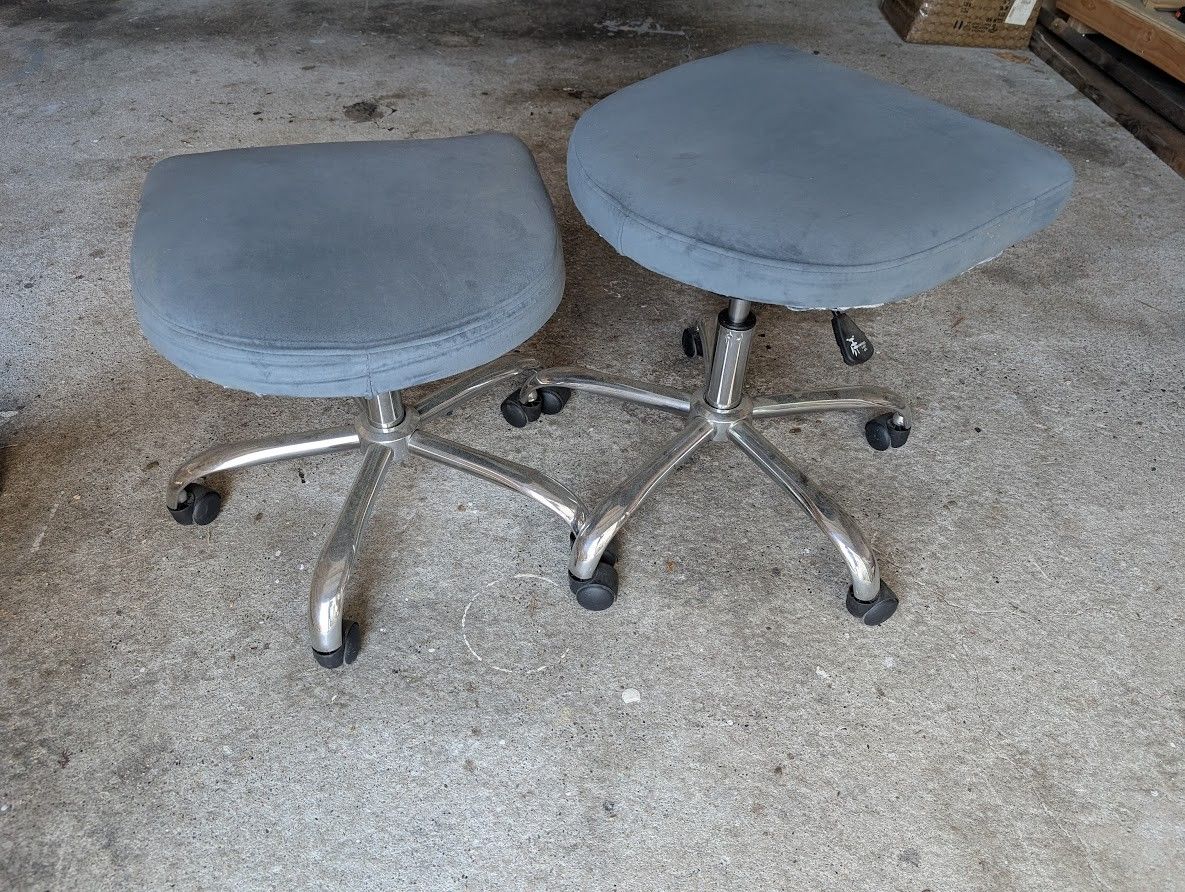 Adjustable rolling padded task chairs stools, 2 for $40