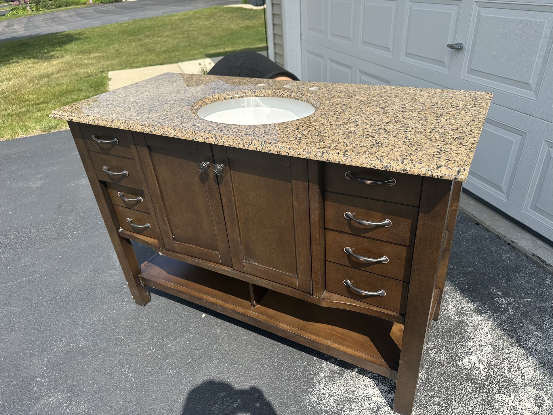 48-in Espresso Single Sink Bathroom Vanity with a Granite Top - cabinet storage unit