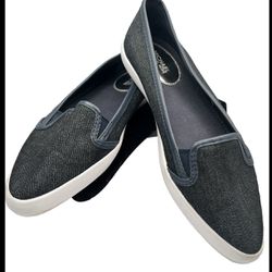 Michael Kors Shoes Olive Denim Blue Slip On Flat Canvas Ladies Size 6.5
