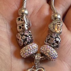 Sterling Silver Bracelet With Blinking And Shine Beads 