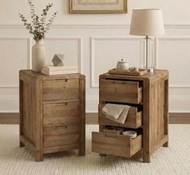 New assembled 3-Drawer Real Wood End Table Set 2, Narrow Side Table with Storage Drawers, Solid Wood Sofa Side Table for Living Room, Slim Nightstand 