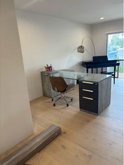 Modern glass top desk