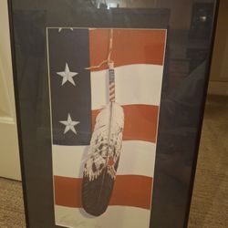 Rare Framed Print - Enoch Kelly Haney (Feather And American Flag)