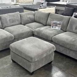New 99x99 Sectional Couch With Ottoman / Free Delivery 