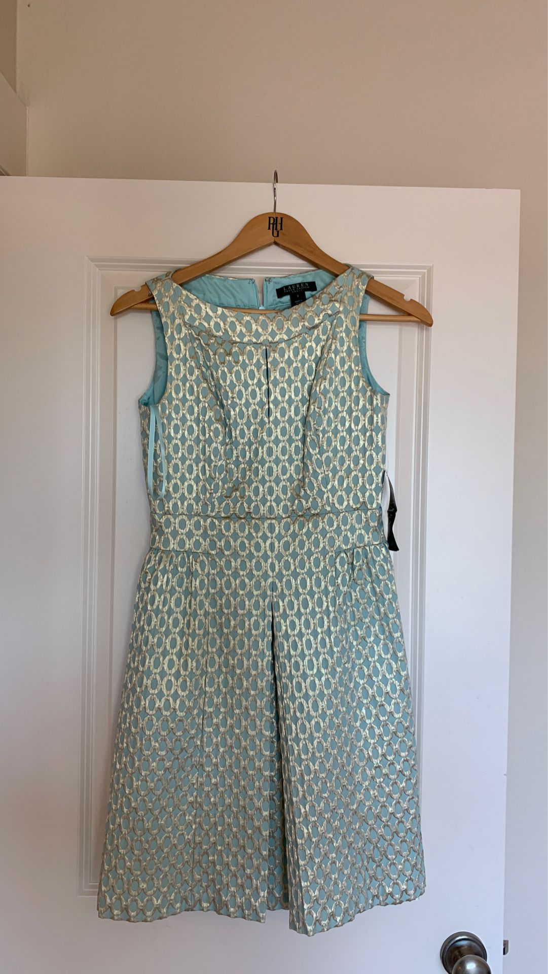 Ralph Lauren gold mint summer spring dress size 2 originally $184