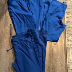 3 Pair Royal Blue Scrub Pants.  One Size Med Tall.  Two Size Sm Tall.  All Fit About The Same.   All For $15