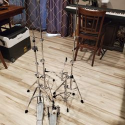 90's Pearl Drum Hardware Pack, Hihat, Snare, Cymbal Stands, and Bass Drum Pedal 