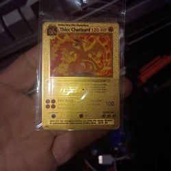 Metal Gold Thicc Charzard Pokemon Card