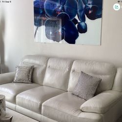 Genuine, Leather White Couch
