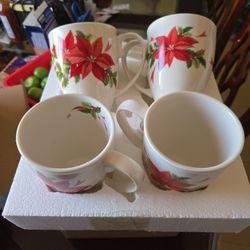 Marbella Poinsettia Coffee Mugs 4