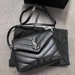 Saint Laurent Loulou Toy Quilted Matelasse Leather Crossbody Bag Black NWT