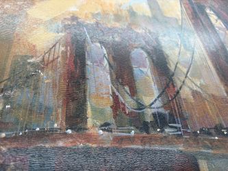 Abstract Brooklyn Bridge NYC Textured Canvas Painting Wall Art