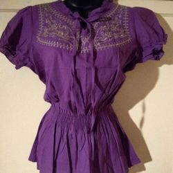 Lavender embroidered blouse
