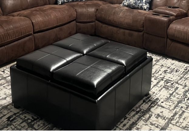 Black Square Ottoman With Storage