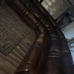 Dark Brown Leather Sectional