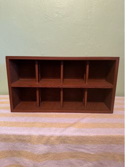 Vintage Wooden 8-Cubby Wall Display Shelf