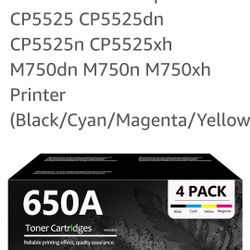 650A Toner Cartridges 4 Pack CE270A CE271A CE272A CE273A Replacement for HP 650A Toner Color Enterprise CP5525 CP5525dn CP5525n CP5525xh M750dn M750n 