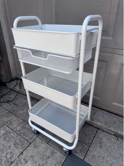 4 Tier Mesh Metal Frame Rolling Organize Cart 17” W x 13” D x 33” H