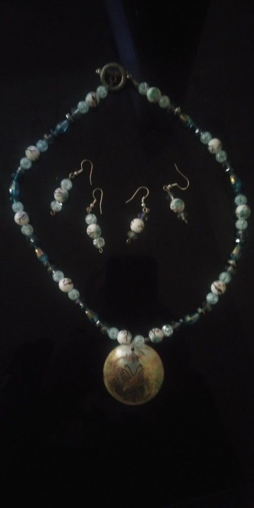 Butterfly Necklace Two Pair Earring