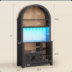 73" Tall Arched Bakers Rack, Coffee Station With Power Outlet