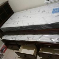 Twin/Twin Bedset W/3 Storage Drawers & Shelf(Mattress Included:$739)