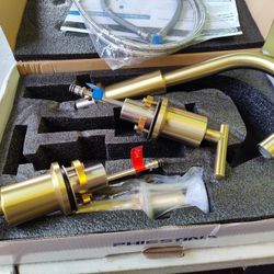 Phiestina 8" Widespread Bathroom Sink Faucet With Drain In Brushed Gold 