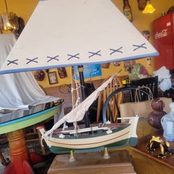 Vintage Fishing Dory Sailboat Table Lamp 
